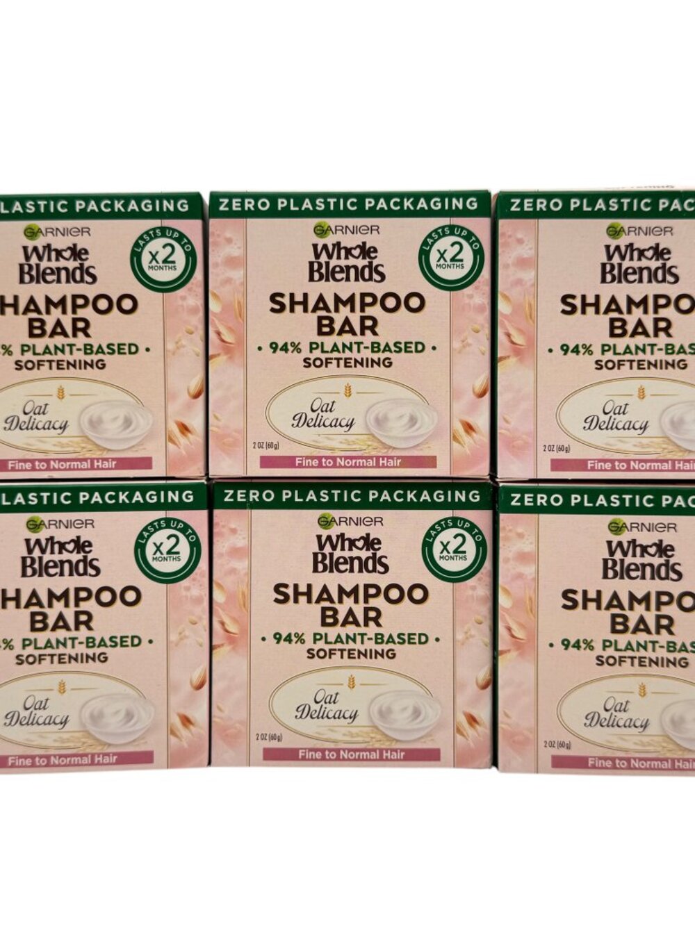 6 Pack Garnier Whole Blends Softening Shampoo Bar for Fine to Normal Hair 2oz ea